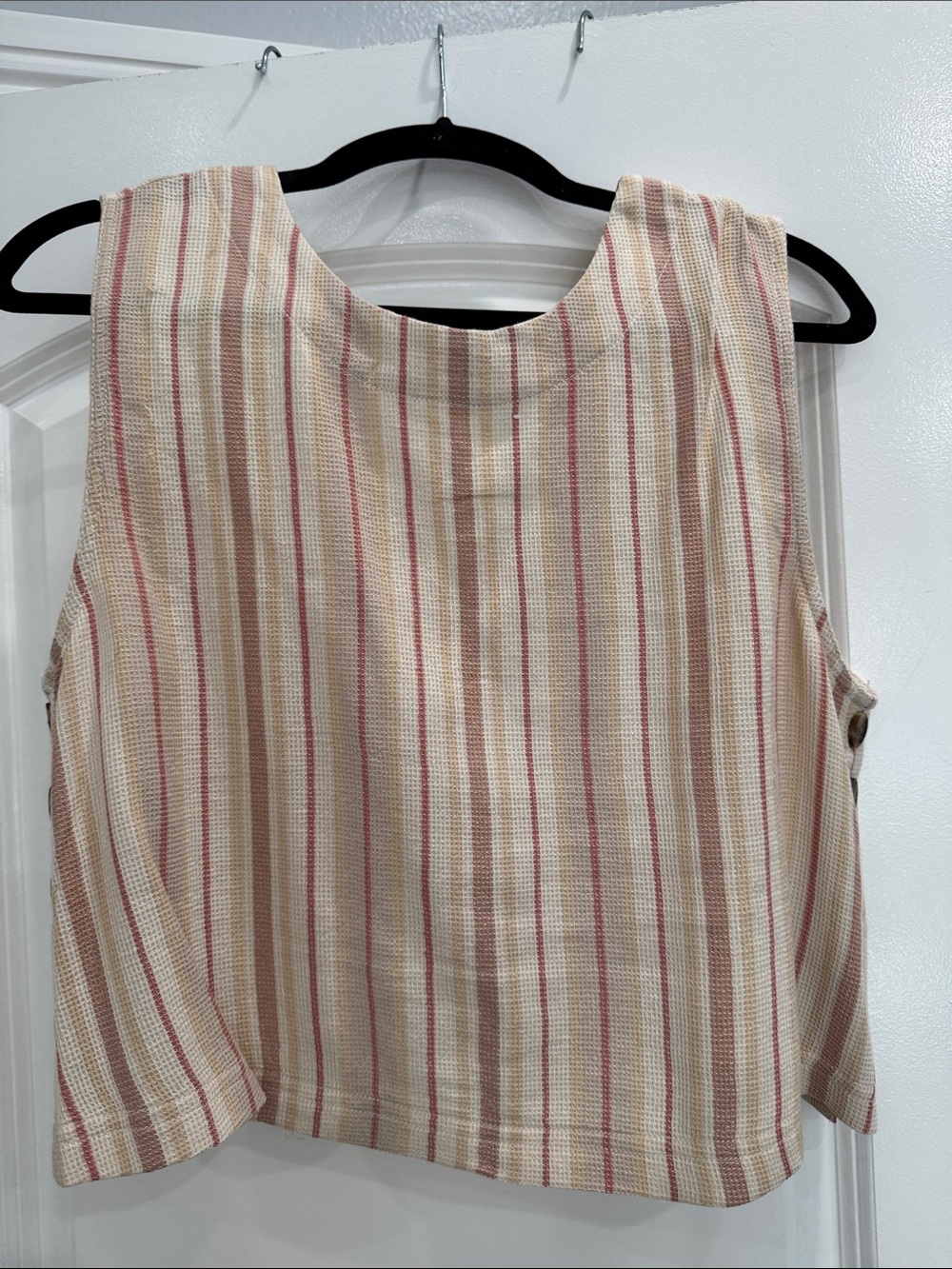 Sleeveless Striped Top in Cream and Tan